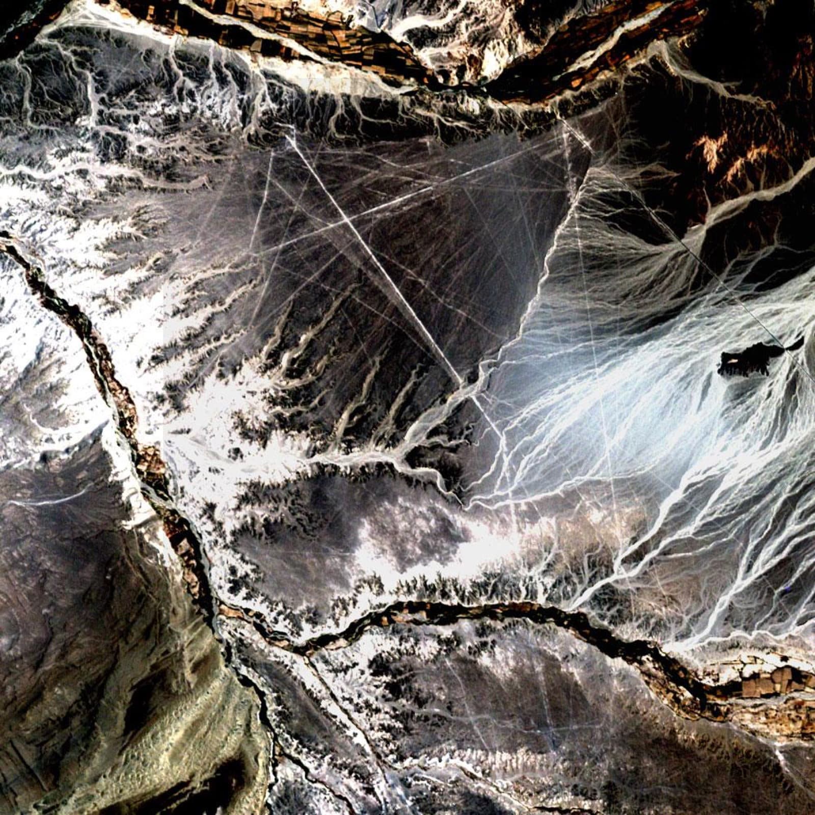 Vista satelital Landsat de la region de las Lineas de Nazca, Peru